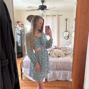 Savanna Jane Teal and White Midi Dress